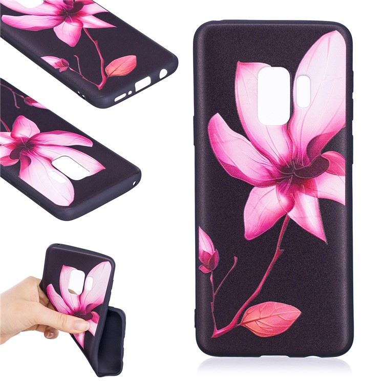 Embossment Patterned Soft TPU Phone Cover for Samsung Galaxy S9 - Blooming Flower-1