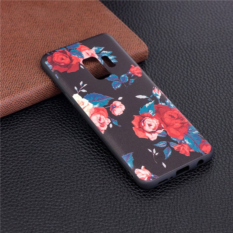 Patterned Embossment Soft TPU Phone Shell Case for Samsung Galaxy S9 - Peony-3
