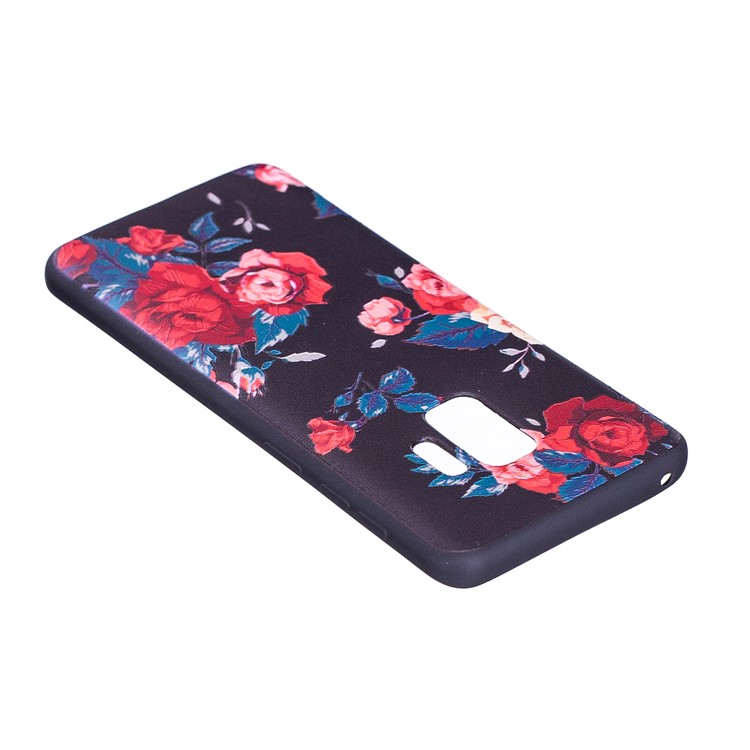 Patterned Embossment Soft TPU Phone Shell Case for Samsung Galaxy S9 - Peony-6