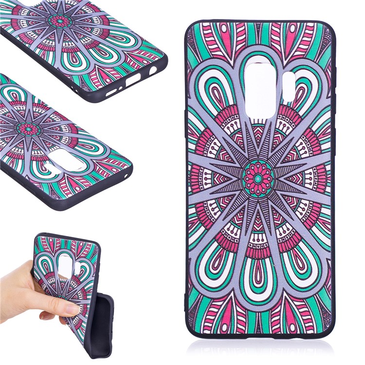 Embossment Patterned Soft TPU Mobile Cover for Samsung Galaxy S9 - Symmetric Pattern-1