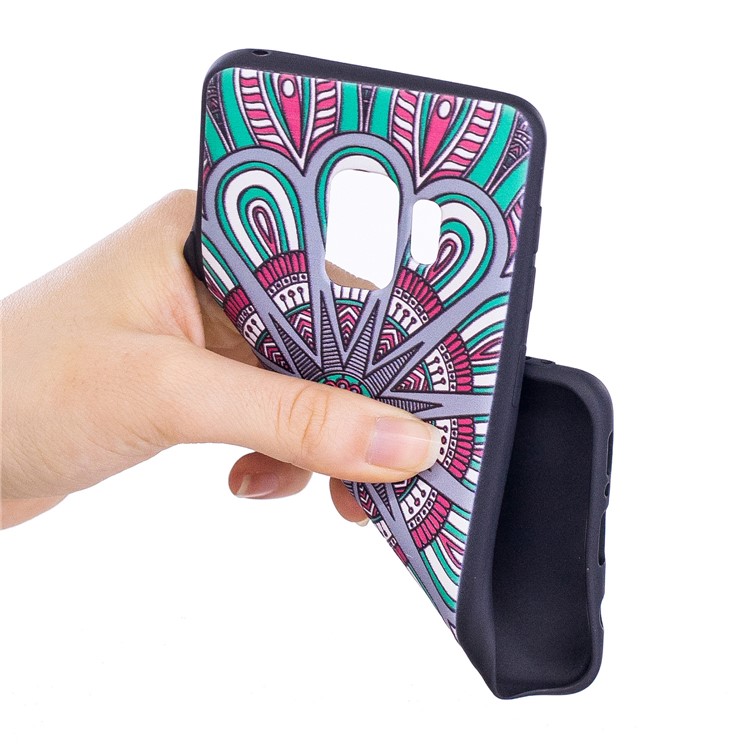 Embossment Patterned Soft TPU Mobile Cover for Samsung Galaxy S9 - Symmetric Pattern-7