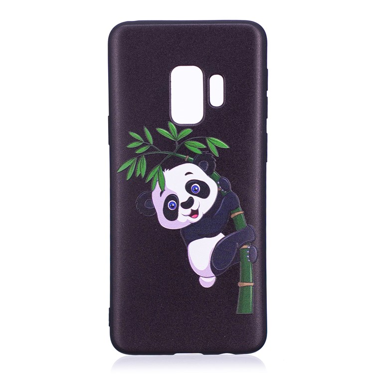 Embossment Patterned Soft TPU Protector Case for Samsung Galaxy S9 - Panda on Bamboo-2