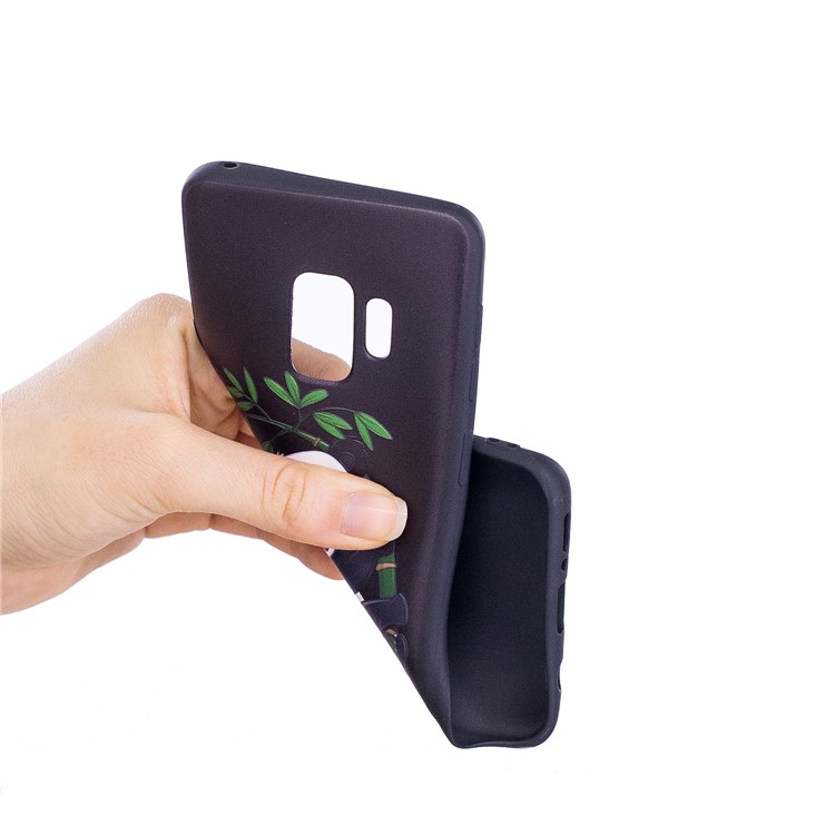 Embossment Patterned Soft TPU Protector Case for Samsung Galaxy S9 - Panda on Bamboo-7