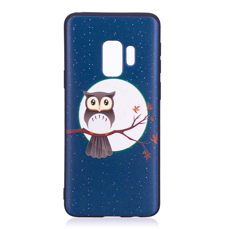 Patterned Embossment Soft TPU Case Accessory for Samsung Galaxy S9 - Owl on Branch-2