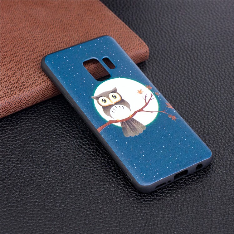 Patterned Embossment Soft TPU Case Accessory for Samsung Galaxy S9 - Owl on Branch-3