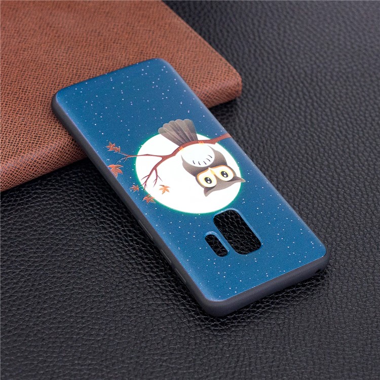 Patterned Embossment Soft TPU Case Accessory for Samsung Galaxy S9 - Owl on Branch-4