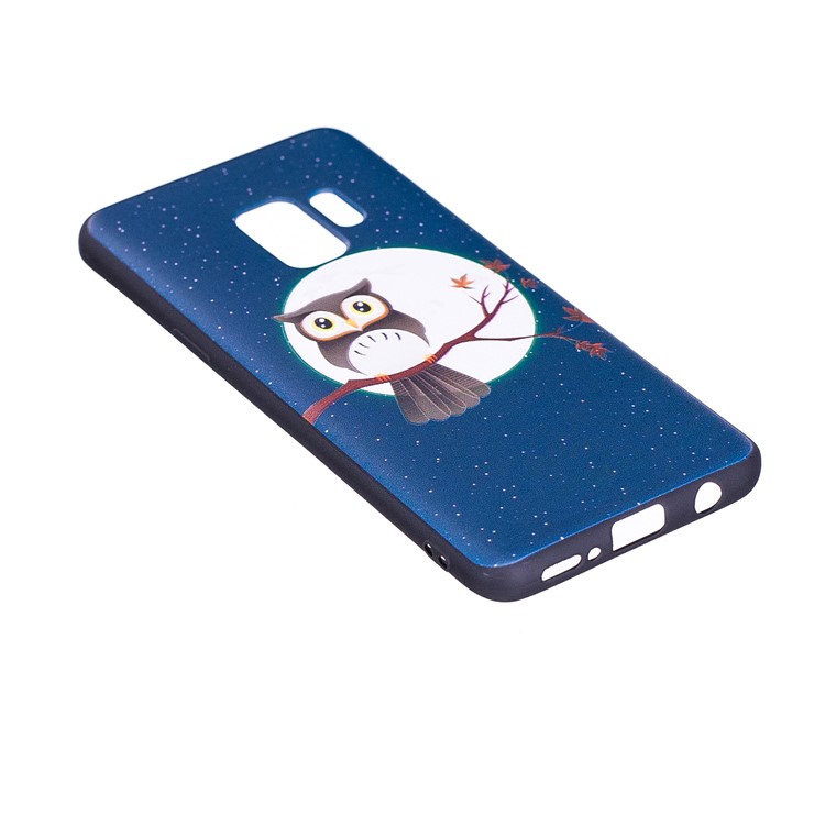 Patterned Embossment Soft TPU Case Accessory for Samsung Galaxy S9 - Owl on Branch-5