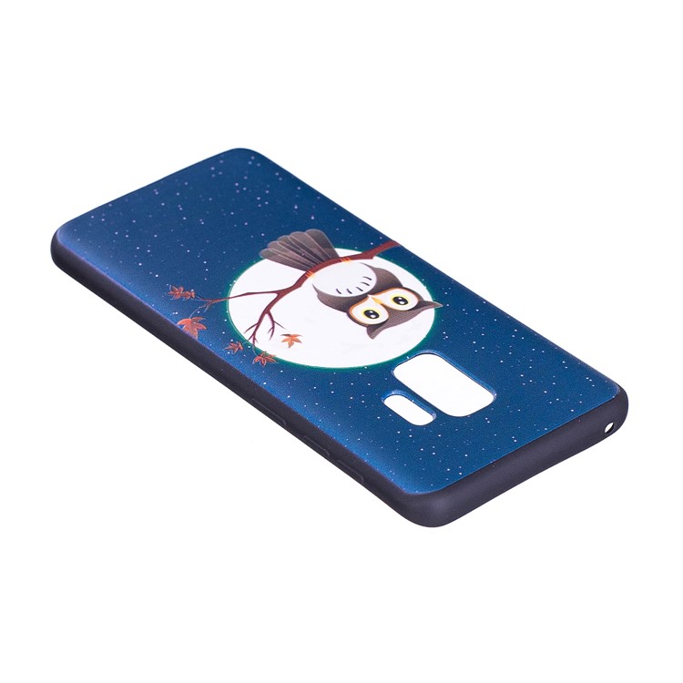 Patterned Embossment Soft TPU Case Accessory for Samsung Galaxy S9 - Owl on Branch-6