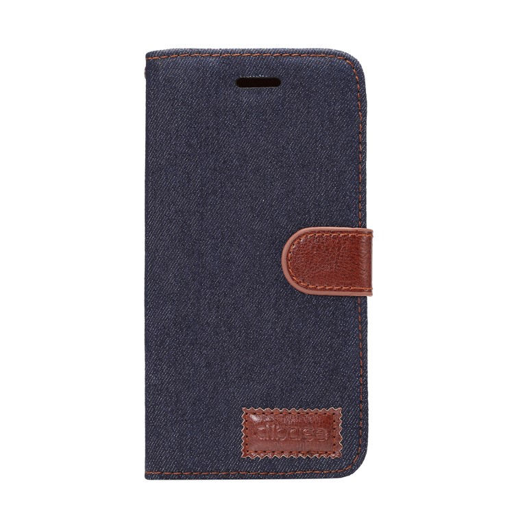 Jeans Cloth Leather Stand Phone Case with Card Slots for Samsung Galaxy S9 - Black-2