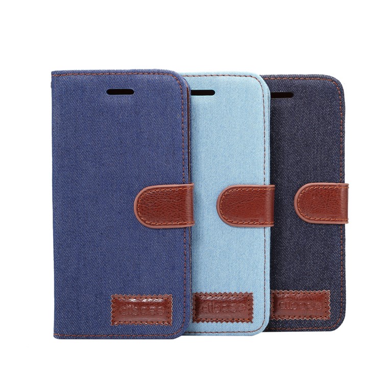Jeans Cloth Leather Stand Phone Case with Card Slots for Samsung Galaxy S9 - Black-8