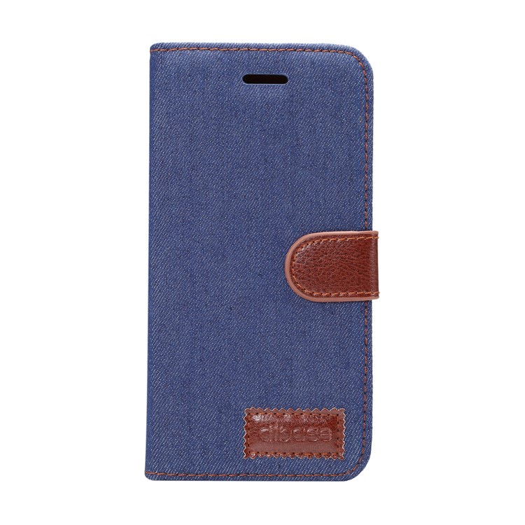 Jeans Cloth Diary Style Leather Stand Cover Shell with Card Holder for Samsung Galaxy S9 G960 - Dark Blue-2