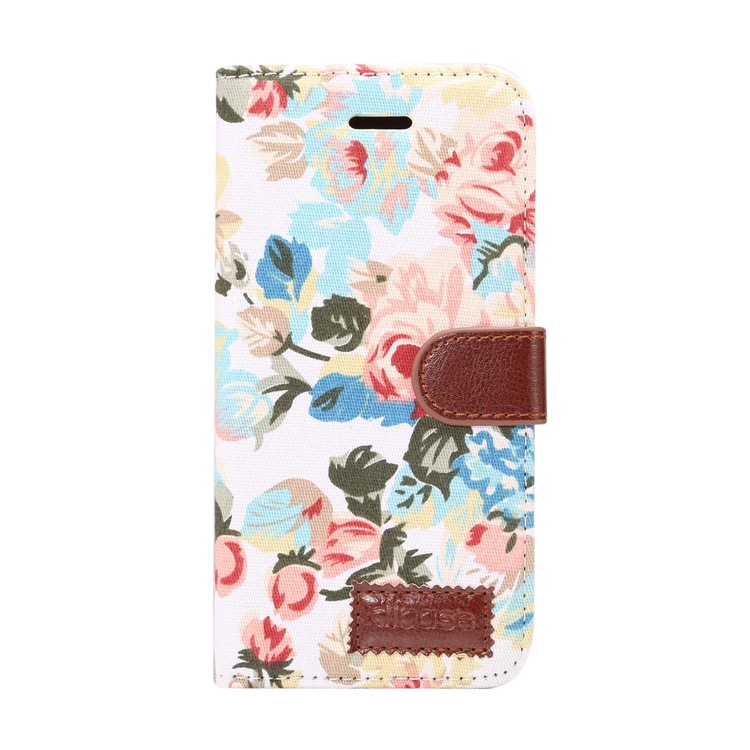 Flowers Pattern Cloth Skin Leather Phone Case with Card Slots for Samsung Galaxy S9 - White-2