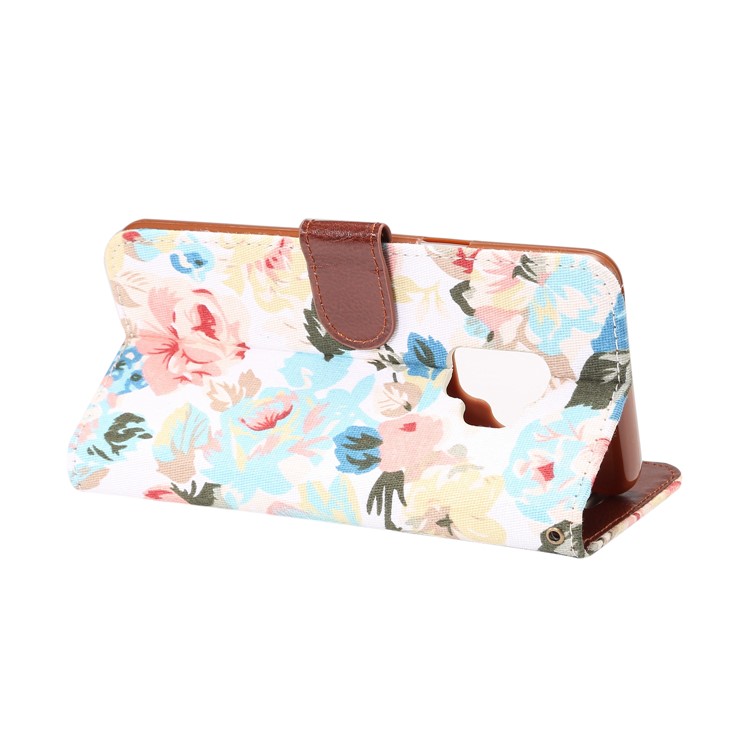 Flowers Pattern Cloth Skin Leather Phone Case with Card Slots for Samsung Galaxy S9 - White-4