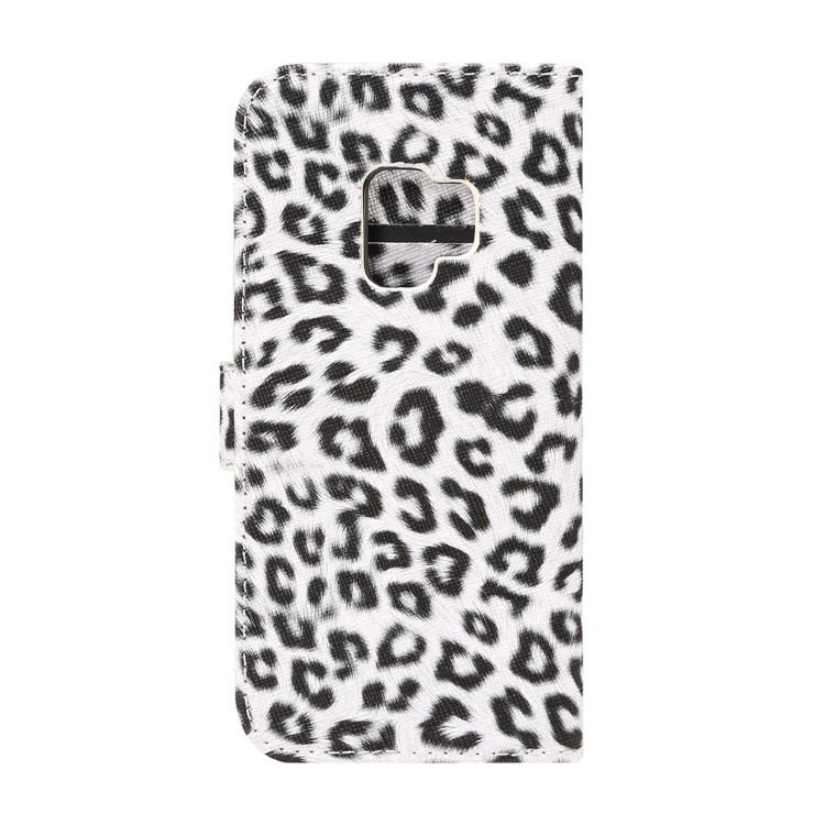 Leopard Pattern Leather Wallet Stand Mobile Case for Samsung Galaxy S9 G960 - White-3