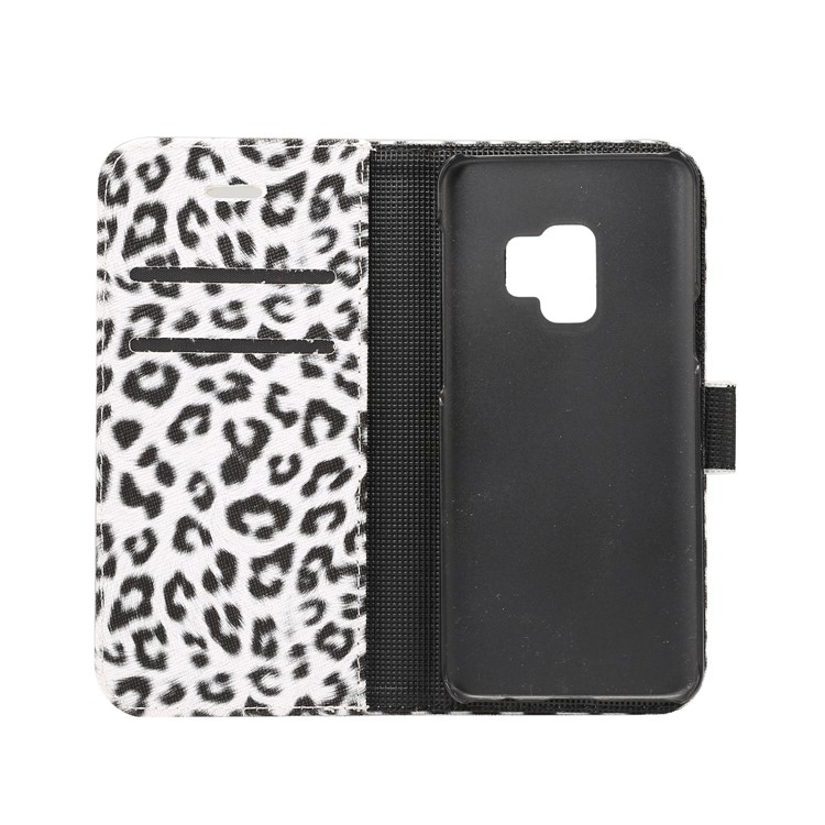 Leopard Pattern Leather Wallet Stand Mobile Case for Samsung Galaxy S9 G960 - White-4