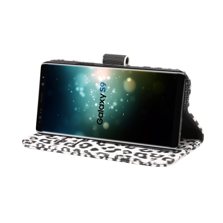 Leopard Pattern Leather Wallet Stand Mobile Case for Samsung Galaxy S9 G960 - White-6