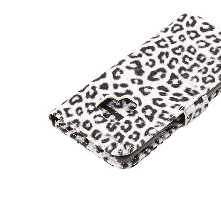 Leopard Pattern Leather Wallet Stand Mobile Case for Samsung Galaxy S9 G960 - White-7
