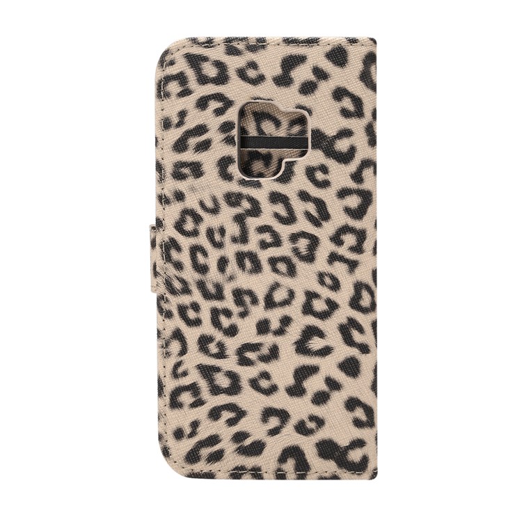 Leopard Pattern Leather Wallet Stand Mobile Cover for Samsung Galaxy S9 G960 - Grey-3