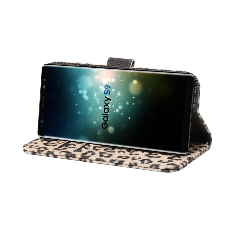Leopard Pattern Leather Wallet Stand Mobile Cover for Samsung Galaxy S9 G960 - Grey-6