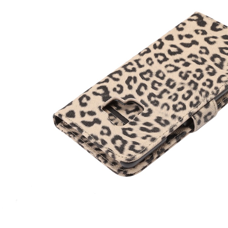 Leopard Pattern Leather Wallet Stand Mobile Cover for Samsung Galaxy S9 G960 - Grey-7
