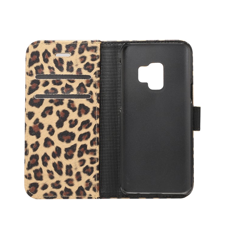 Leopard Pattern Leather Wallet Stand Mobile Shell for Samsung Galaxy S9 G960 - Brown-4