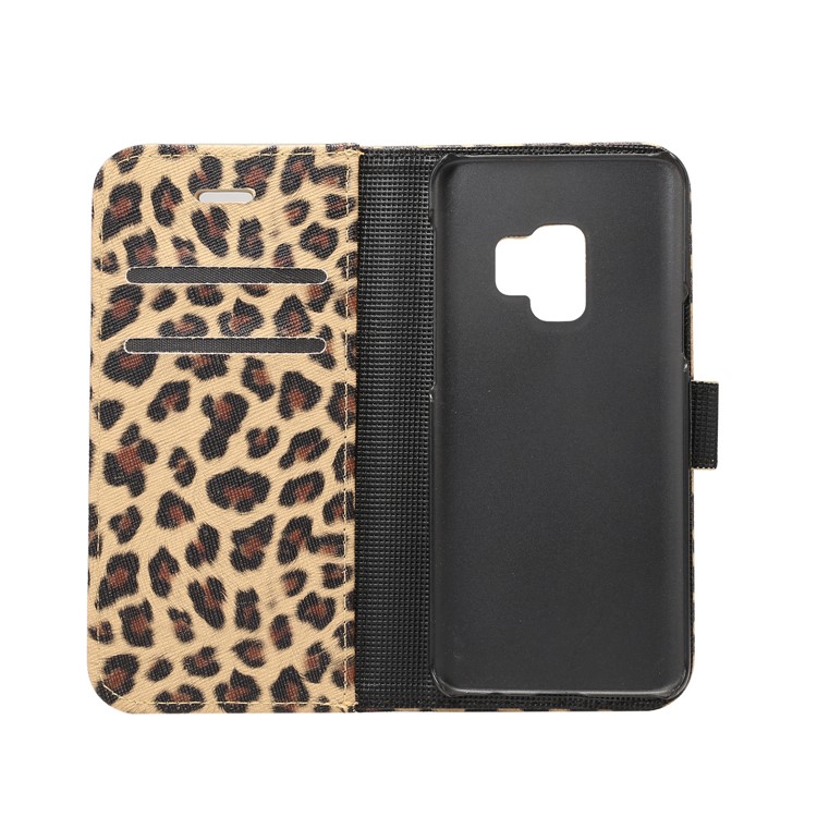 Pattern Leopard Carteira de Couro Stand Shell Para Samsung Galaxy S9 G960 - Castanho-4