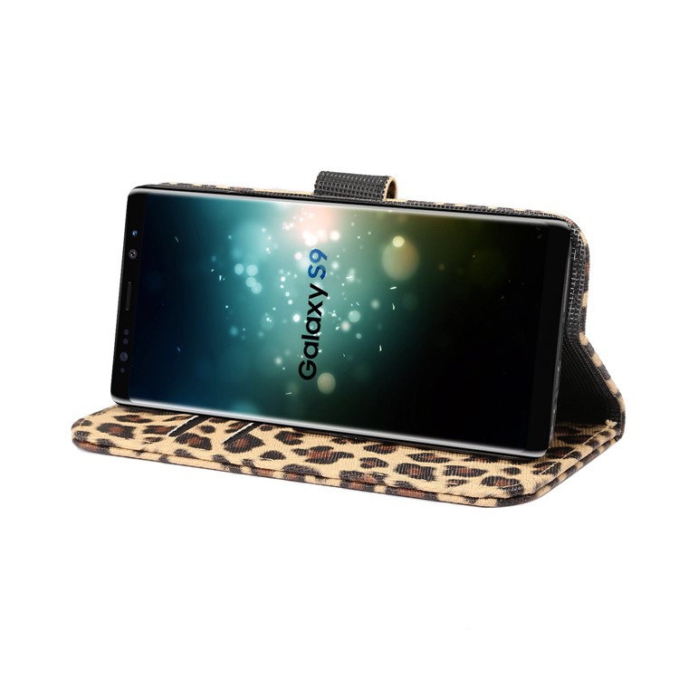 Leopard Pattern Leather Wallet Stand Mobile Shell for Samsung Galaxy S9 G960 - Brown-6