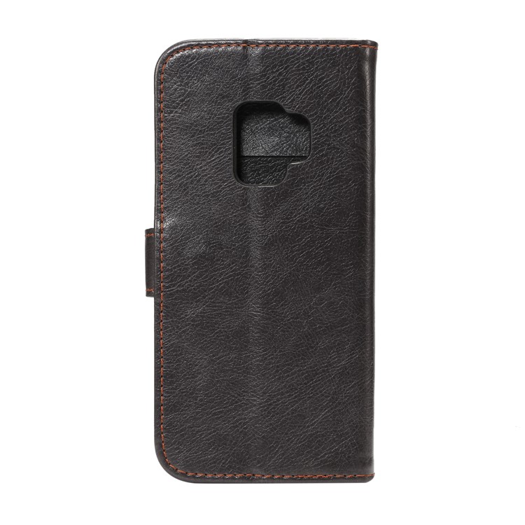 Crazy Horse Flip Leather Wallet Cell Phone Cover for Samsung Galaxy S9 - Black-3