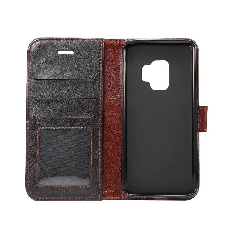 Crazy Horse Flip Leather Wallet Cell Phone Cover for Samsung Galaxy S9 - Black-4