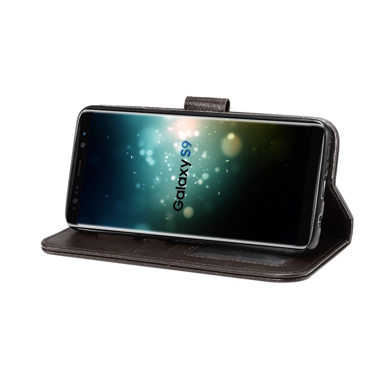 Crazy Horse Flip Leather Wallet Cell Phone Cover for Samsung Galaxy S9 - Black-6