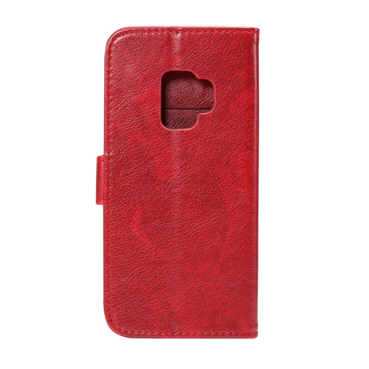 Crazy Horse Flip Leather Wallet Cell Phone Case for Samsung Galaxy S9 G960 - Red-3