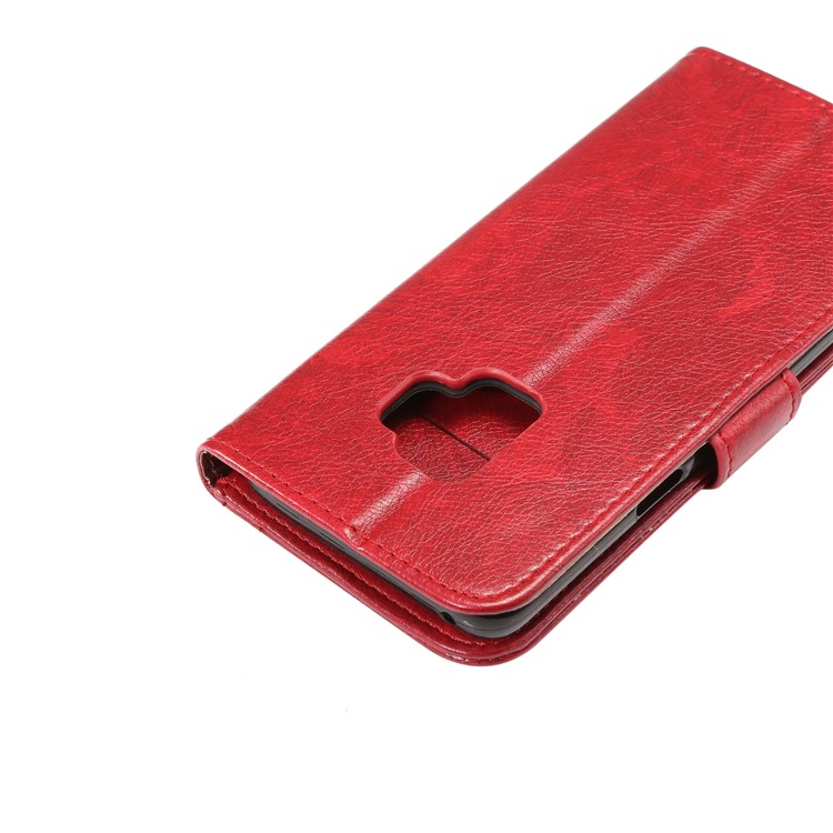 Crazy Horse Flip Leather Wallet Cell Phone Case for Samsung Galaxy S9 G960 - Red-7