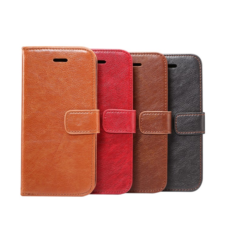 Crazy Horse Flip Leather Wallet Cell Phone Case for Samsung Galaxy S9 G960 - Red-8