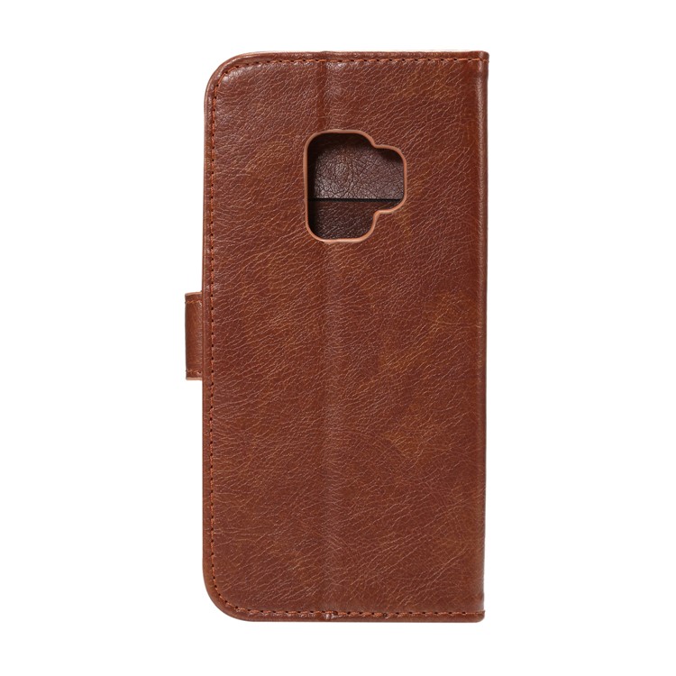 Crazy Horse Flip Leather Wallet Cell Phone Casing for Samsung Galaxy S9 G960 - Coffee-3