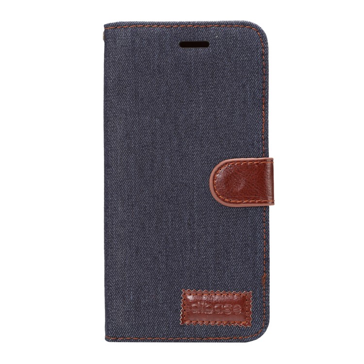 Jeans Cloth Texture Leather Stand Card Slots Case for Samsung Galaxy S9 Plus - Black Blue-2