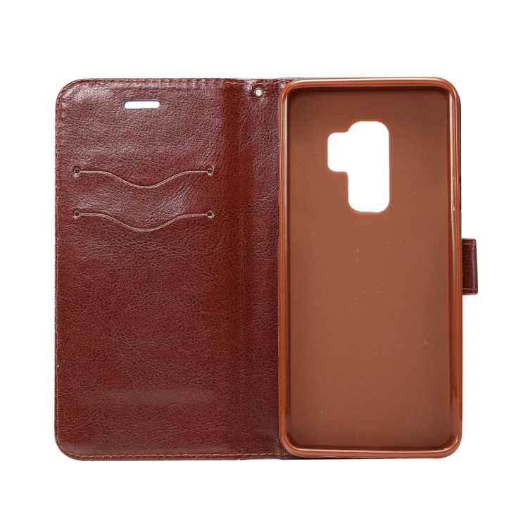 Jeans Cloth Texture Leather Stand Card Slots Case for Samsung Galaxy S9 Plus - Black Blue-4