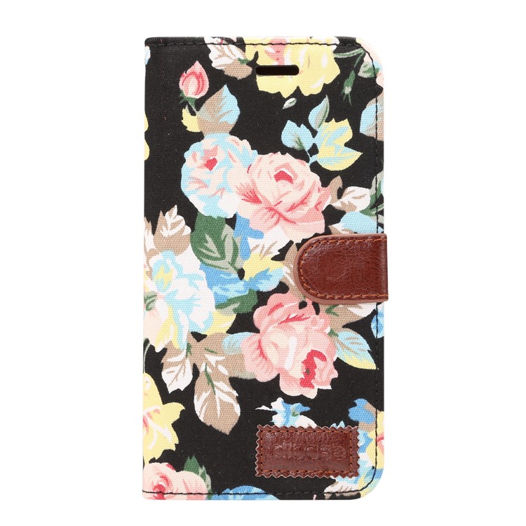 Flower Cloth Texture Leather Stand Card Slots Case for Samsung Galaxy S9 Plus - Black-2