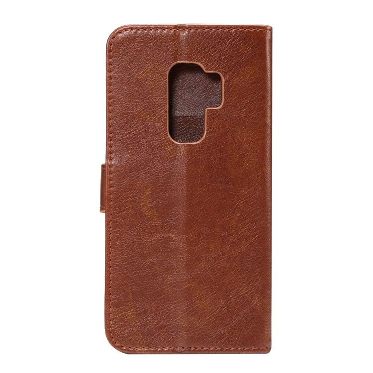 Crazy Horse Texture Leather Wallet Mobile Phone Shell for Samsung Galaxy S9 Plus - Coffee-3