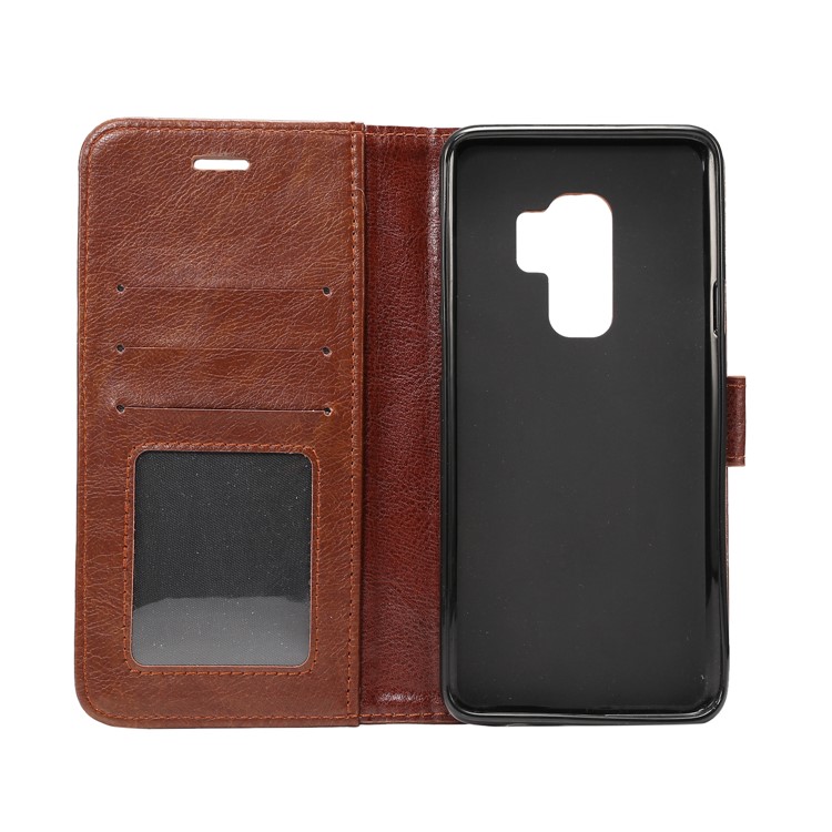 Crazy Horse Texture Leather Wallet Mobile Phone Shell for Samsung Galaxy S9 Plus - Coffee-4