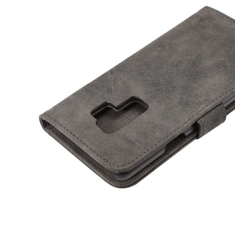Retro Style Leather Wallet Flip Case Stand for Samsung Galaxy S9 Plus G965 - Black-7