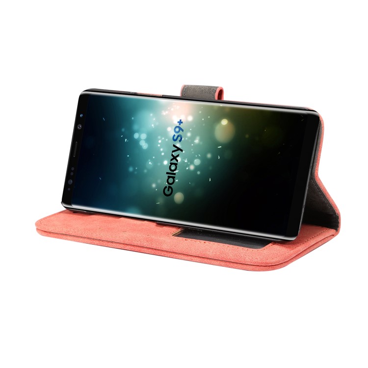Retro Style Leather Wallet Stand Phone Cover for Samsung Galaxy S9 Plus G965 - Red-6