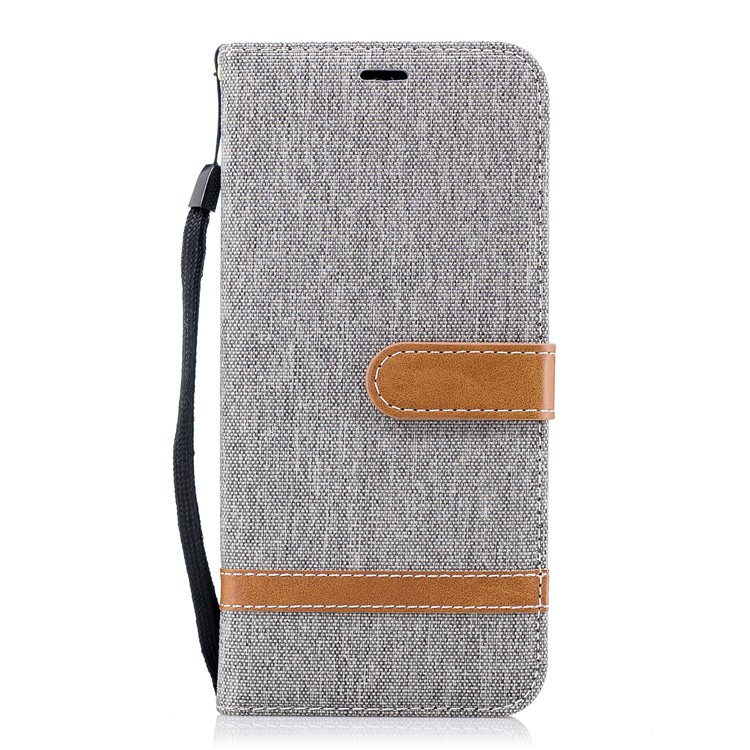 Jeans Cloth Skin Wallet Stand Leather Flip Shell for Samsung Galaxy S9+ G965 - Grey-2