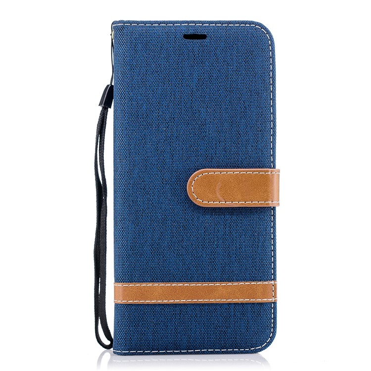 Jeans Cloth Skin Wallet Stand Leather Mobile Case Cover for Samsung Galaxy S9+ G965 - Dark Blue-2
