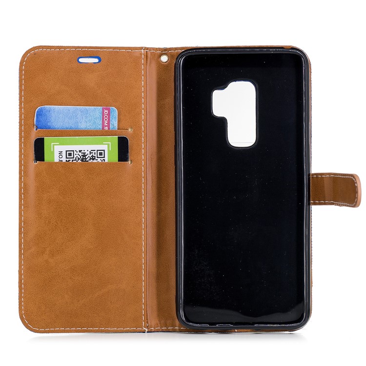 Jeans Cloth Skin Wallet Stand Flip Leather Mobile Casing for Samsung Galaxy S9+ G965 - Baby Blue-10