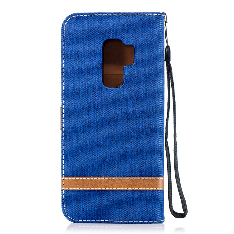 Jeans Cloth Skin Wallet Stand Flip Leather Mobile Casing for Samsung Galaxy S9+ G965 - Baby Blue-3