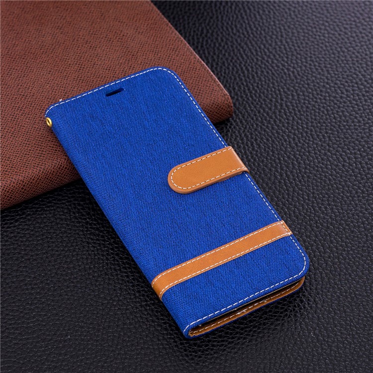 Jeans Cloth Skin Wallet Stand Flip Leather Mobile Casing for Samsung Galaxy S9+ G965 - Baby Blue-4
