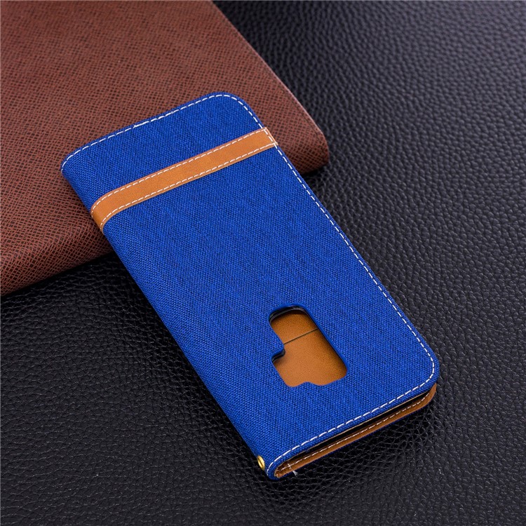 Jeans Cloth Skin Wallet Stand Flip Leather Mobile Casing for Samsung Galaxy S9+ G965 - Baby Blue-5