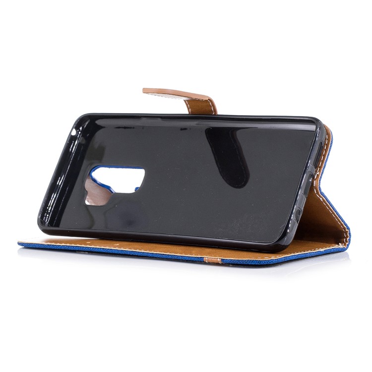Jeans Cloth Skin Wallet Stand Flip Leather Mobile Casing for Samsung Galaxy S9+ G965 - Baby Blue-7