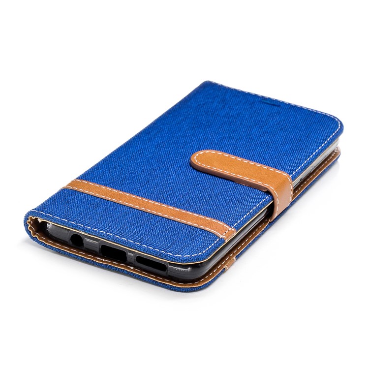 Jeans Cloth Skin Wallet Stand Flip Leather Mobile Casing for Samsung Galaxy S9+ G965 - Baby Blue-8