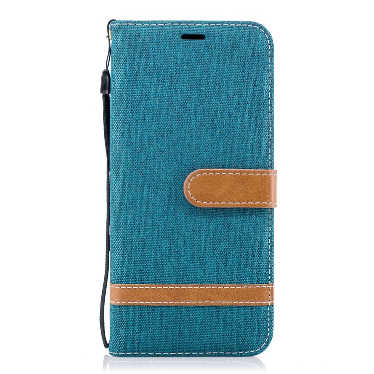 Jeans Cloth Skin Wallet Stand Leather Cellphone Cover Shell for Samsung Galaxy S9+ G965 - Green-2
